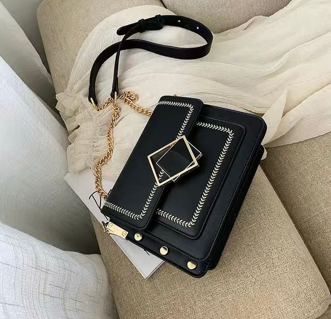Square Style Black Flap Bag