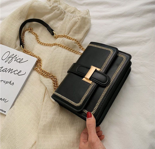 Square Style Black bold Flap Bag