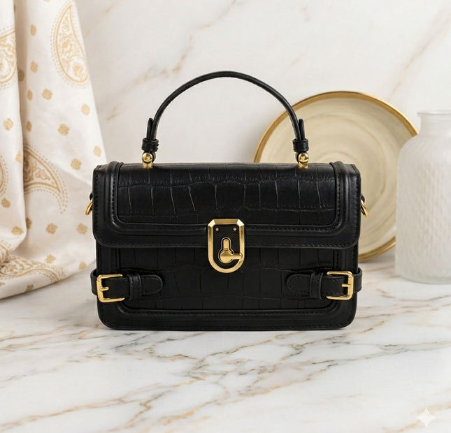 Toggle Switch Hand Bag - Black