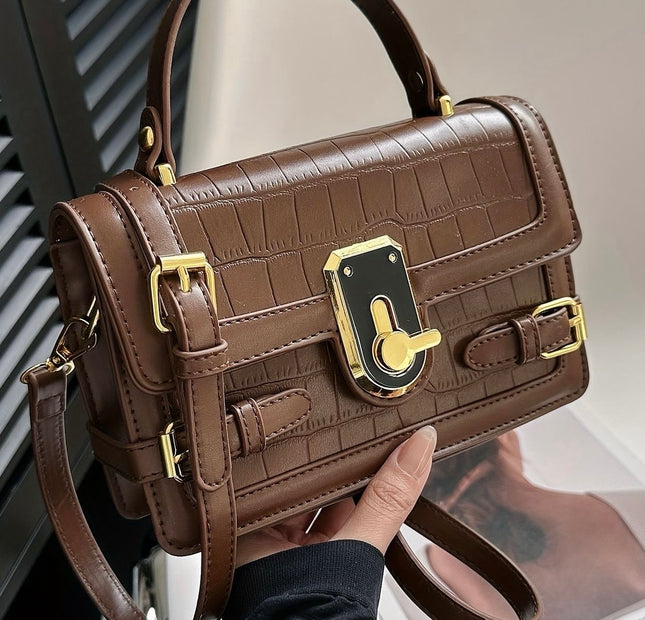 Toggle Switch Hand Bag - Brown
