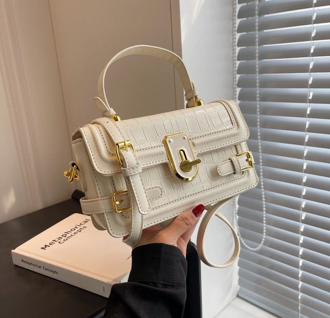Toggle Switch Hand Bag - White