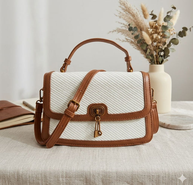Woven Shore Crossbody - Brown & White