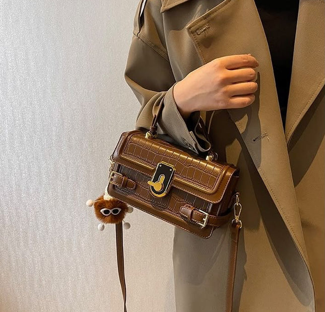 Toggle Switch Hand Bag - Brown