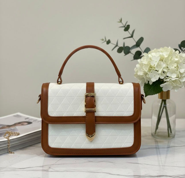 The Delta Satchel - Brown & White