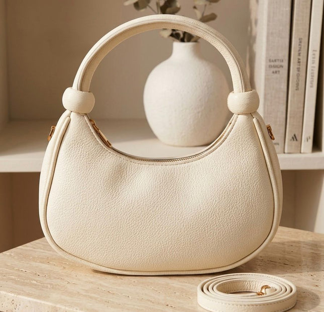 Hobo Top Handle With Knot - Cream White