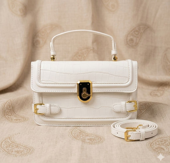 Toggle Switch Hand Bag - White