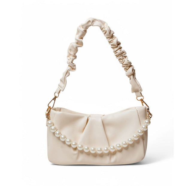 Faux Pearl Beaded Ruched Bag