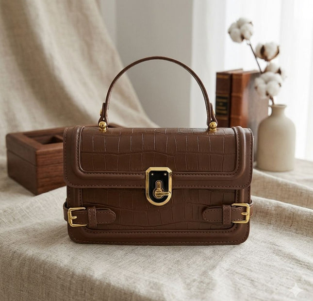 Toggle Switch Hand Bag - Brown