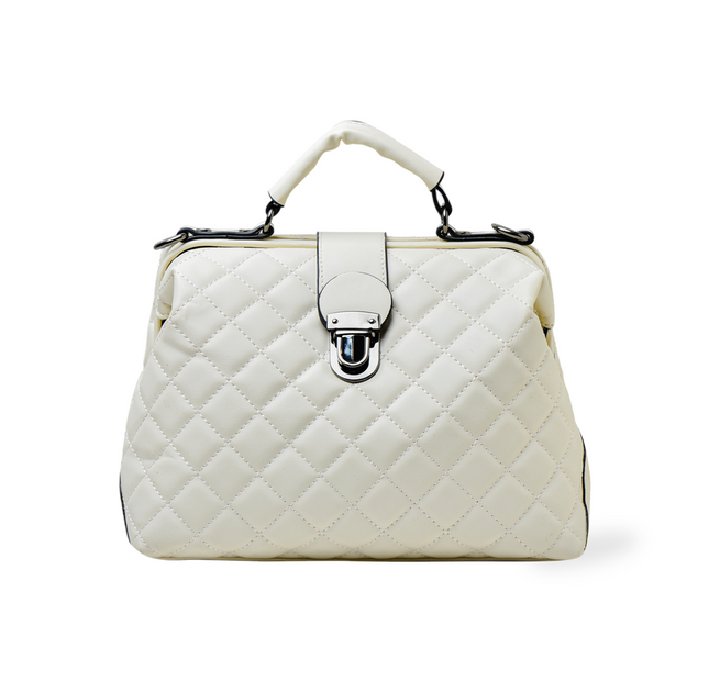 Quilted Kiss Lock  - White