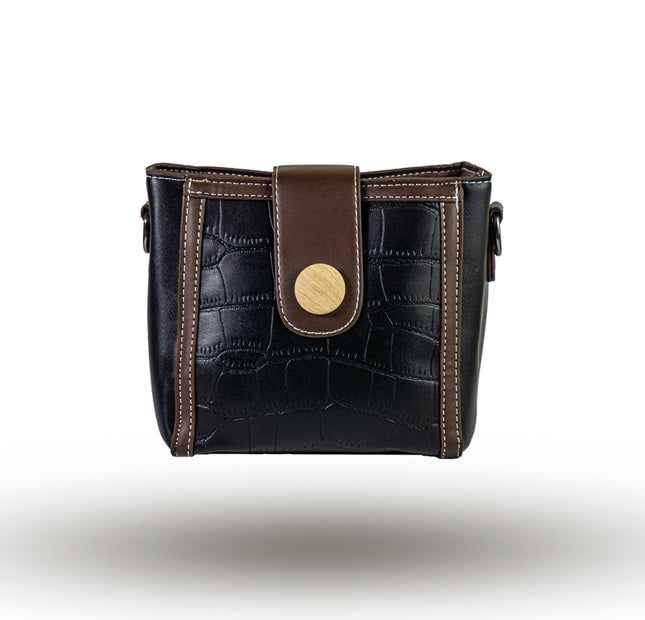 Classic Black And Brown Saddle Bag For Women