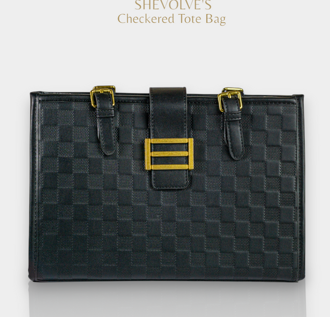 Checkered Tote Bag - Black