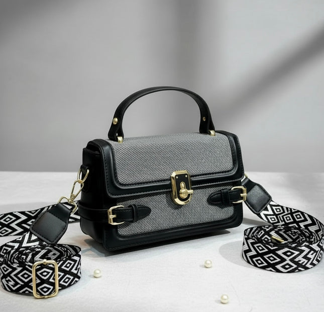 Canvas Crossbody Satchel – Black
